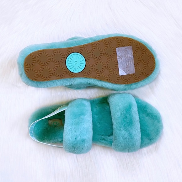 UGG Oh Yeah Sheepskin Slide Sandal Slippers In Tide Pool - Picture 6 of 7